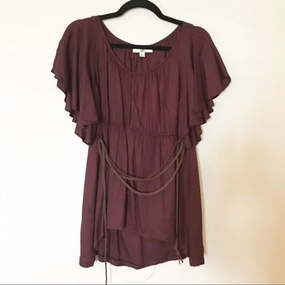YA Los Angeles wine Tunic Top Blouse Size L never worn - Picture 1 of 8